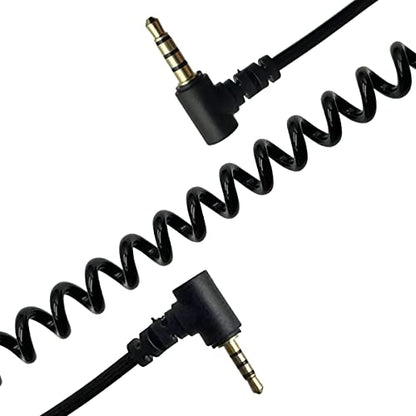 Seadream 2.5mm to 3.5mm Audio Cable Coiled;2Pack Double Angled 90 Degree 1/8" 3.5mm TRRS Jack Male to 2.5mm TRRS Jack Male Stereo Audio Mic Aux Retractable Spring Cord Cable,4 Pole,Gold Plated
