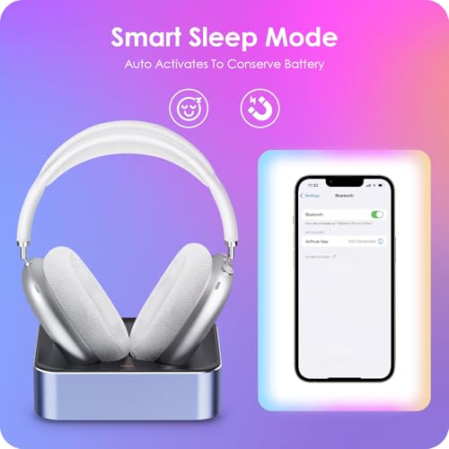 Headphone Charging Station for AirPods Max 1 & 2 - Magnetic Charger Dock with Lightning & USB-C Connectors, LED Indicator, Easy Drop-in Charging (Purple) - color: Purple