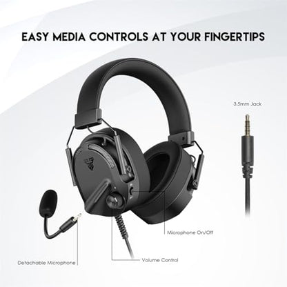 FANTECH Alto MH91 Gaming Headset with Detachable Mic, 50mm Drivers, Multi-Platform Compatible, Memory Foam Ear Cushions, in-Line Controls for PC/PS4/XBOX/Switch/Mobile