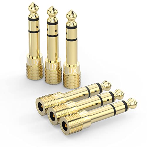 Cubilux 6.35mm to 3.5mm Audio Adapter, Gold Plated 1/4” Male to 1/8” Female TRS Stereo AUX Connector Converter for Guitar Keyboard Digital Piano Studio Monitor Amplifier Mixer Splitter, 6-Pack - color: 6-Pack