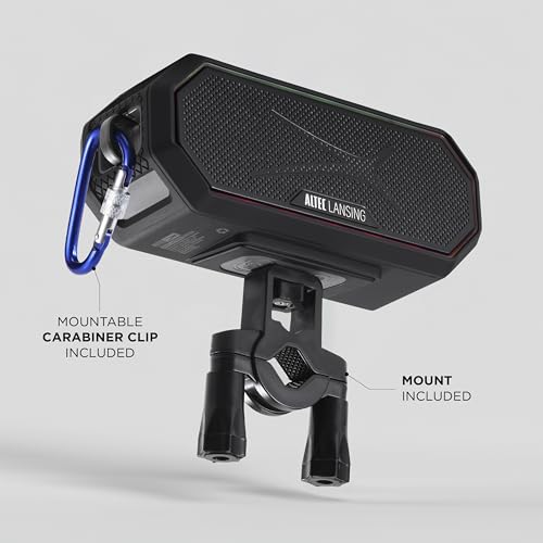 Altec Lansing Magnetic Bluetooth Speaker HYDRAJOLT 2.0, Waterproof IP67, 12W Output Power, 16H Battery, Multicolor LED, 100ft Wireless Range, Voice Assistant, USB-C Quick Charge - color: Black