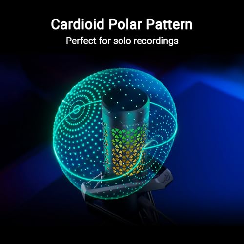 ASUS ROG Carnyx USB Gaming Microphone (25mm Condenser Capsule, 192kHz/24-bit, Cardioid, high-Pass Filter, Built-in pop Filter, Metal Shock Mount, one-Touch Mute, Aura Sync RGB)- Moonlight White