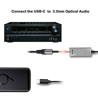 DA-03 USB-C DAC Audio Converter 192kHz 24bit Toslink Optical 3.5mm AUX Output External Sound Card