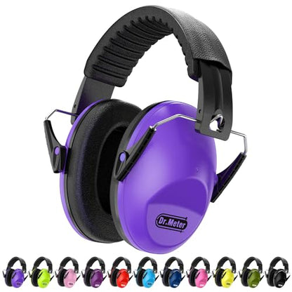 Dr.meter Ear Muffs for Noise Reduction: EM100 SNR27.4 Kids Ear Protection | Noise Cancelling Headphones for Kids Adults Monster Truck, Concerts, Fireworks and Air Shows -with Adjustable Headband - color: Purple
