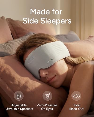 Sleenova SoundMask - Sleep Mask with Built-in Tuned Sleep Audio, Side Sleeper Optimized, Phone-Free Sleep & Nap, Bluetooth Modes, Cloud Grey - color: Cloud Grey