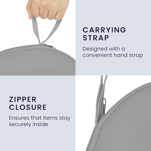 kwmobile Case for Apple AirPods Max/AirPods Max 2 Cover - Over Ear Headphone Storage Bag - Neoprene Headset Travel Pouch with Wrist Strap - Light Grey - color: light grey