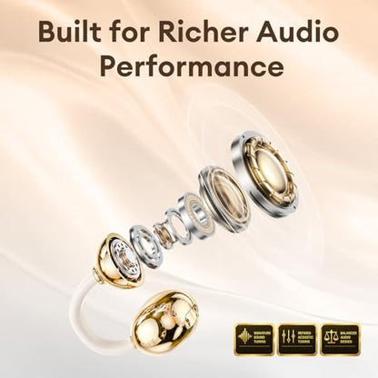 Clip On Earbuds with Detachable Diamond Butterfly Earrings, Bluetooth 6.0 Open Ear Earbuds for Women, Led Display Leather Texture Charging, Comfortable Fit, Sports, Daily Wearers&Gifts, X22 Beige - color: Beige-Silver Butterfly Diamond Earrings