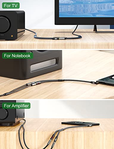 EMK 3.5mm to RCA Stereo Audio Cable - Gold Plated, 90° Aux Male to 2RCA Female, 3ft/1M - Compatible with Smartphones, MP3, Tablets, Speakers, Home Theater - color: 90° 3.5mm Male to 2 RCA Female, size: 3 Ft/1M, style: 3.5mm to 2RCA