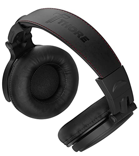 Thore Over-Ear iPhone Headphones with Lightning Connector – Closed Back Studio DJ Monitor Earphones w/Apple MFI Certified Cable (50mm Neodymium Drivers, V200 Black)