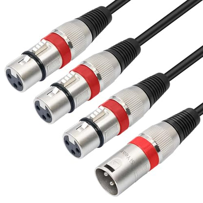 XLR Splitter Cable 3 Way - 1 XLR Male to 3 Female Patch Y Cable Balanced Microphone Splitter 3 in 1 Cord Audio Adapter (60cm/2FT) - color: XLRM-3XLRF-60CM-1PACK