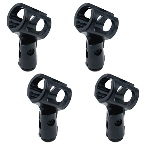 4Pcs Microphone Clip Rubber Flexible Mic Holder | Handheld Wireless, Adjustable Angle, Inner Diameter Range 30-50mm - style: Black, Square