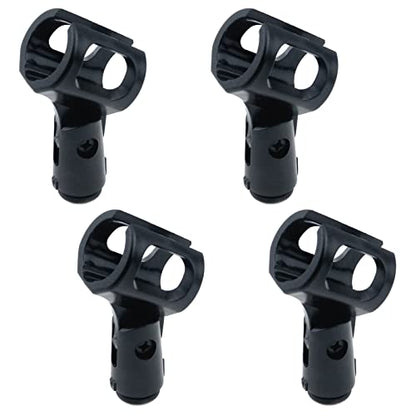 4Pcs Microphone Clip Rubber Flexible Mic Holder | Handheld Wireless, Adjustable Angle, Inner Diameter Range 30-50mm - style: Black, Square