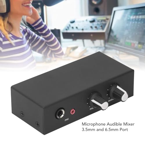 Stereo Sound Preamplifier, Professional Mic Headphone Amp Phono Turntable Phonograph Preamp with Independent Volume Control for Home Studio and Desktop Audio Systems Black