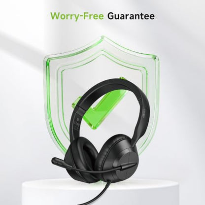 Acer Headset with Microphone for PC, ENC Noise-Cancelling Mic, USB-C/USB-A | 40mm drivers, 160g lightweight comfort, in-line mute & volume controls, 1.8m cable, plug-and-play, all-day office use