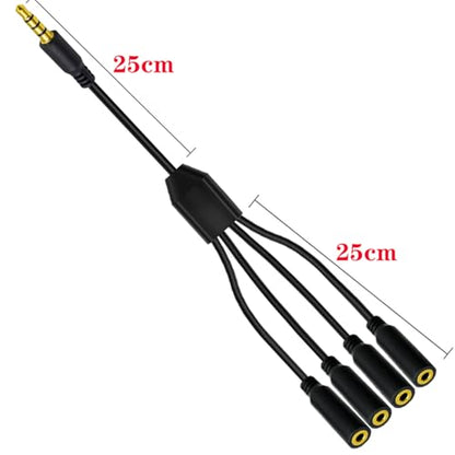 3.5mm Headphone Y Splitter Audio Cable (50cm) | 4Poles 1 to 4 Way 3.5mm (1/8") TRRS AUX Stereo Jack 1 Male to 4 Female Adapter Cord for Earphone,Headset,Laptop,Phone(4 Way) - style: 4 Way