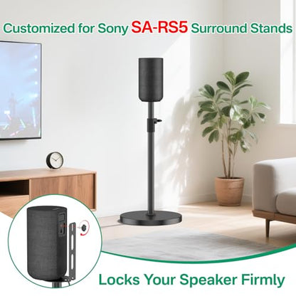 Adjustable Height Speaker Stands for Sony SA-RS5 Wireless Rear Speaker Stand - Heavy-Duty Floor Speaker Stands Pair for Sony SA-RS5 Speaker Stands with Cable Management