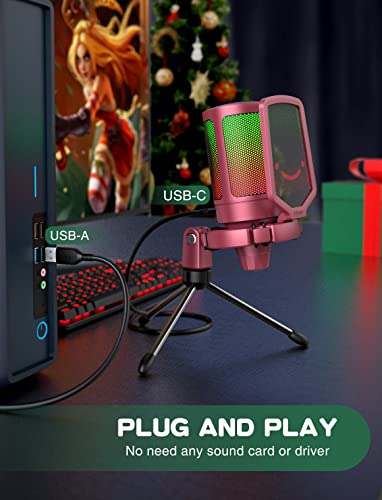 FIFINE Gaming USB Microphone for Desktop Set, Mic Pop Screen with Metal Mesh for YouTube Videos Bundle, PC Streaming Condenser Mic for Podcast, Recording, PS4/PS5 (A6R+U1)