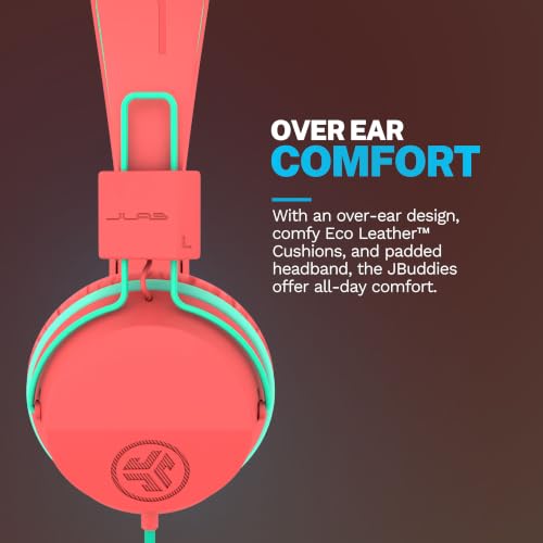 JLab JBuddies Studio on-Ear Kids Wired Headphones with mic, Volume Limiter, Foldable, Adjustable, Each - color: Peach, size: Headphones
