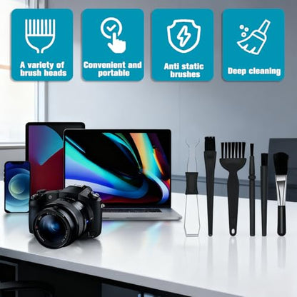 6PCS Keyboard Brush Cleaner Kit with Keycap Puller & Switch Puller, PP Handle Nylon Small Space Dust Removal Anti Static Brush for Computer Keyboard Electrical Appliance Seam Motherboard Camera