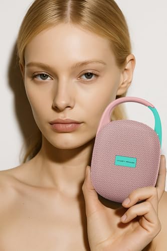 DYNASTY PROAUDIO SB-POD Ultra-Portable Bluetooth Speaker with LED Ambient Lights, IPX7 Waterproof & Dustproof, Blueotooth 5.3, HD Sound, Punch Bass, Integrated Carabiner, Stereo Pairing (Pink) - color: pink