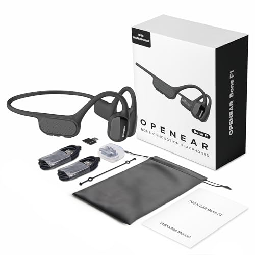 Swimming Headphones, IP68 Waterproof Bone Conduction Headphones,Open Earphones 32GB Memory with Bluetooth Sport Headsets for Swimming Pool Running Cycling-Black