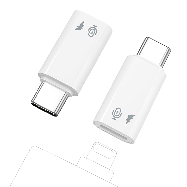 MoKo Lightning to USB C Microphone Adapter 2 Pack | Not for Headphone/Data Transfer, for Wireless Lavalier Microphone, for iPhone 17 Air 16 15 Pro Max Plus, iPad