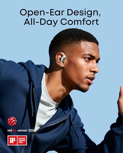 Soundcore AeroFit 2 by Anker Open Ear Earbuds, Open Ear Headphones, Earbuds | Real-Time Translation, 4 Adjustable Positions, 42H Playtime, Rich Bass, Hi-Res, IP55, AI Clear Calls, Wireless Charging - color: Minty Green, style: Standard