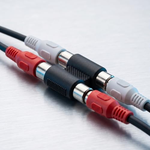 MOBOREST 2PCS Dual Female to Female RCA Jack Extension Cable Adapter Coupler Connector for Stereo Audio Video Cable Joiner, Nickel-Plated RCA Dual Female Plug