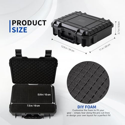 Microphone Carrying Storage Hard Case+ Custom Foam（Pre-cut Mic Slot & DIY Foam）| for Mic Audio Gear Mic Bag Microphone Hard Carrying Travel Case
