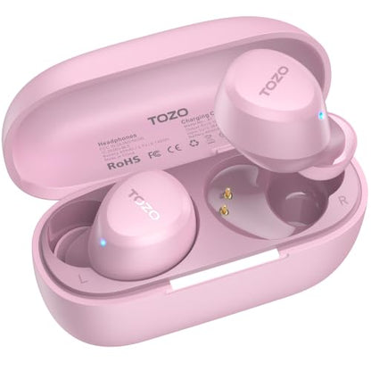 TOZO A1 Wireless Earbuds Bluetooth 5.3 Light Weight in Ear IPX5 Waterproof Headphones 2 Mic for AI Calls, Immersive Premium Sound Bass Headset with Charging Case, 32 Presets EQ Customization via App - color: Matter Pink
