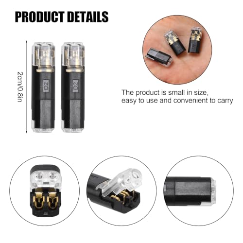 100 PCS Double Wire Plug-in Connector, Wire Cutter & Stripper | Snap-On Blocks with Locking Buckle Design for Low-Voltage Strip Lights DIY Crafting and Wiring Projects, Model Kits 2 Pin