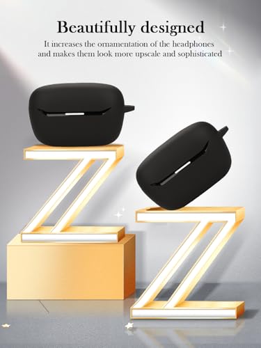 Case for JBL Endurance Race 2 True Wireless in Ear Earbuds,Soft Protective,Shockproof, BOVUGAC Silicone Case Cover with Keychain & Cleaning Kit & Lanyard-Black - color: Black