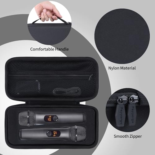Storage Case Compatible with JBL Wireless Two Microphone System | Lightweight Carry, Secure Storage, Convenient Zipper, Soft Interior，Black Case - color: Black