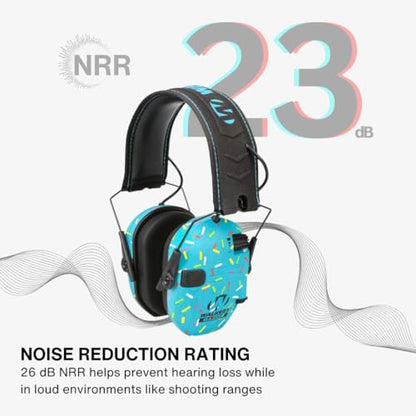 Walker's Razor Slim Electronic Earmuffs | Protective Case - color: Blue Sprinkles