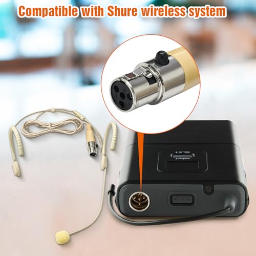 10 Pack Dual Over-Ear Headset Microphone Earset Headworn Mic for Shure | Omni-Directional Condenser Mic with Windscreen and 1.5m Cable,4-Pin Mini XLR Plug,Professional Hands-Free