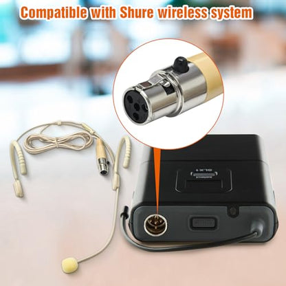 10 Pack Dual Over-Ear Headset Microphone Earset Headworn Mic for Shure | Omni-Directional Condenser Mic with Windscreen and 1.5m Cable,4-Pin Mini XLR Plug,Professional Hands-Free