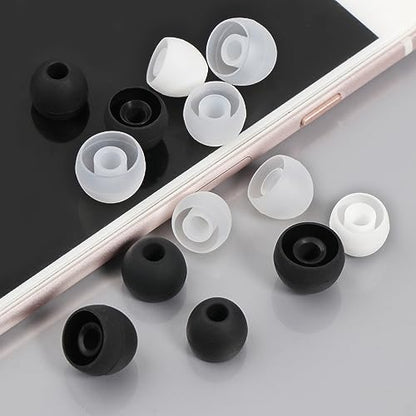 18Pcs Silicone Buds Ear Tips S/M/L Sizes Earbuds Soft Rubber Flexible Eartips Buds Wing Tips Fit in Case Buds, Black