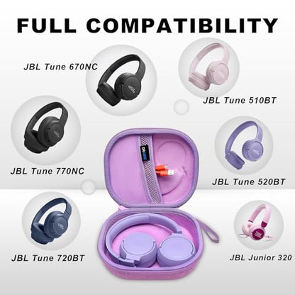 Hard Case for JBL Headphones, Purple | Compatible with JBL Junior 320/ 320BT/Junior 470NC/JR 460NC/ Tune 520BT 510BT 720BT 770NC 670NC/ Live 670NC 770NC Headphone - color: Purple