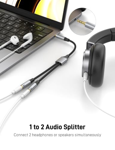 3.5mm Headphone Splitter, Aux Audio Stereo Y Splitter Extension Cable Male to Female Dual Headphone Jack Adapter for Switch 2/PS4/PS5 iPhone iPad, Tablet, Laptop.