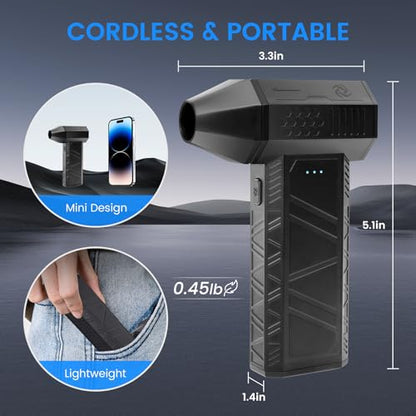 Compressed Air Duster, 3-Gear Electric Air Duster Rechargeable | Super Power Air Blower with Brushless Motor, Mini Blower for Computer, Keyboard, Car, House, Office, Outdoor, PC Cleaning Kit