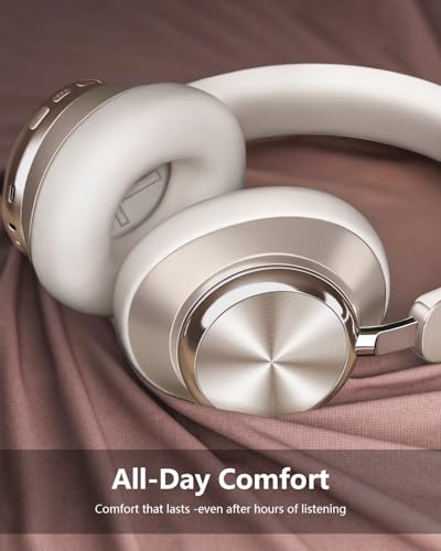 Wentronic Y03 Bluetooth Headphones Wireless Active Noise Cancelling Over Ear Headphones 48 Hours Playtime High Sound Quality 6 EQ Music Mode Headphones with Soft Ear Cushion - Starlight - color: Starlight