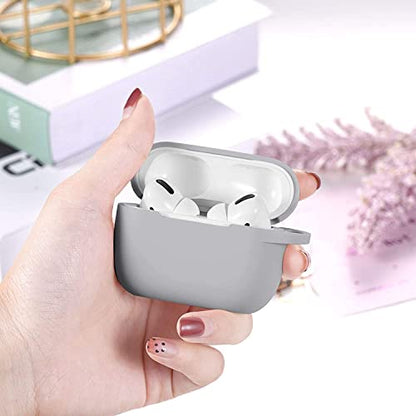 Lerobo for AirPods Pro 2nd/1st Case with Keychain, Gray | Soft Silicone Protective Cover Compatible with Apple AirPod Pro Case for Women Men, Scratchproof, Shockproof, Dustproof - color: Gray
