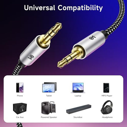 Cable Matters 2-Pack 3.5mm Audio Cable, Aux Cord, 6ft | 1.8m, Male to Male, Headphone Cord, Black - size: 6 ft