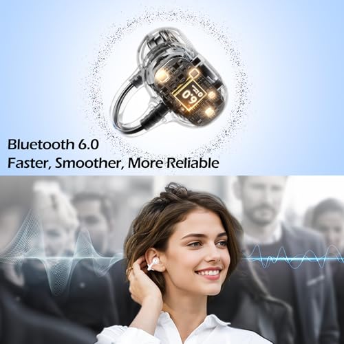 Clip on Earbuds with Detachable Butterfly & Star Jewelry Earrings Lightweight Bluetooth 6.0 Open Ear Wireless Headphones for Women Gifts Sport Workout