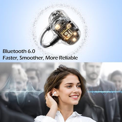 Clip on Earbuds with Detachable Butterfly & Star Jewelry Earrings Lightweight Bluetooth 6.0 Open Ear Wireless Headphones for Women Gifts Sport Workout