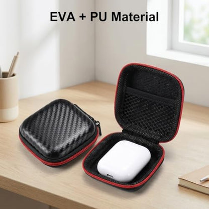 EVA Hard Shell Earphone Storage Case, Portable Zipper Cable Organizer Box, 7.5 x 7.5 x 3 cm for Earbuds, Charger and Travel Storage