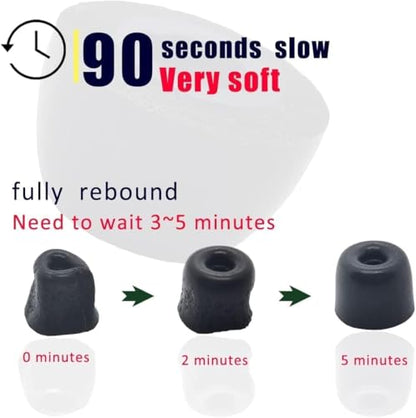 Memory Foam Ear Tips Noise Canceling Foam Eartips Ear Cap Replacement Ear Tip Compatible with KZ ZS10 Pro, Large Size 3 Pairs,Black 515 L - size: Large