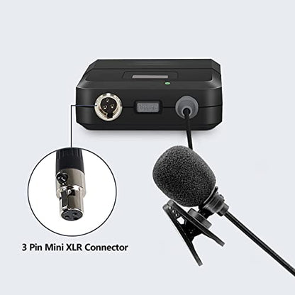 Lavalier Lapel Microphone with Mini XLR Jack, Hand-Free Clip-on Lapel Mic Compatible with Wireless Mic System UHF bodypacks Voice Amplifier