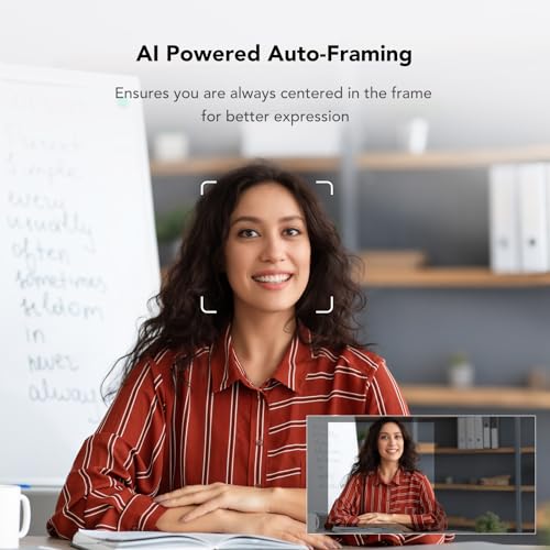 NUROUM V32AF 4K Webcam for PC, Adjustable FOV, Premium CMOS, Autofocus Auto-Framing, Noise Canceling Microphones, USB Plug&Play Web Camera for Desktop/Laptop/Mac, Video Calls w/Zoom/Teams/Google Meet - color: V32AF-Black