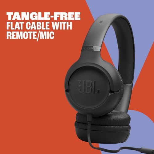 JBL Tune 530 Wired - Wired On-Ear Headphones - Black | JBL Pure Bass Sound, Lightweight, comfortable, and foldable, Tangle-free flat cable, Hands-free calls - color: Black